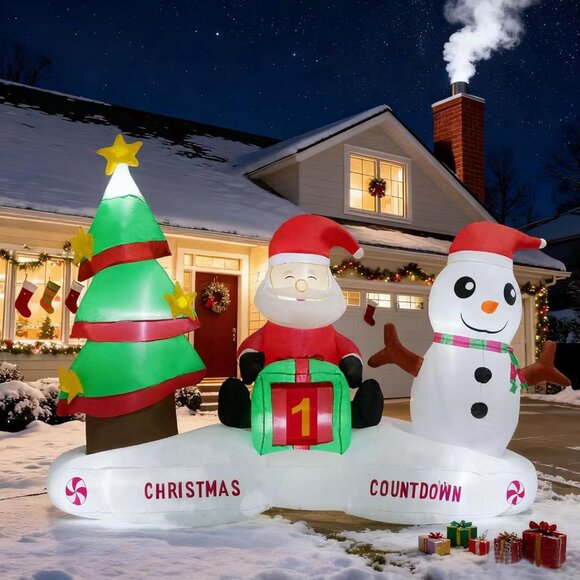 🆕6FT Christmas Inflatable Countdown Tree Santa Claus Snowman Outdoor Decoration - Picture 3 of 8